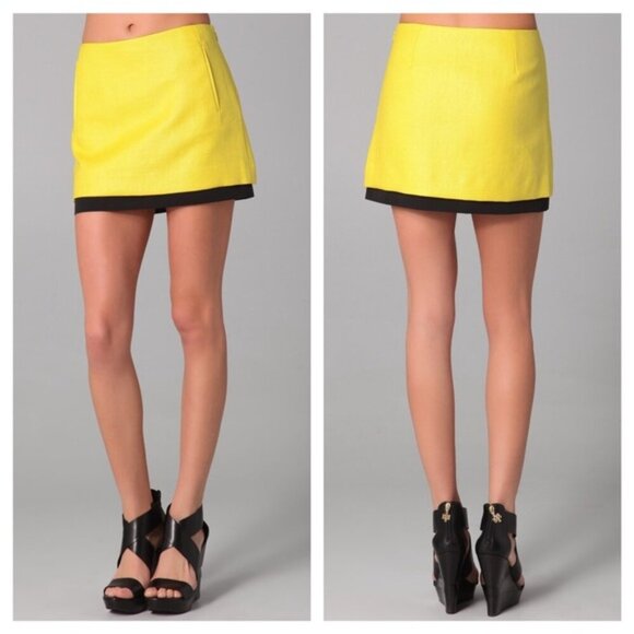 Diane von Furstenberg Yellow Coated Raffia Elley Mini Skirt - Picture 2 of 2